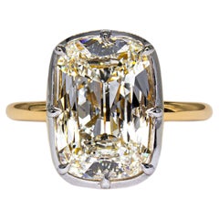 J. Birnbach GIA 4.01 Carat I SI2 Cushion Diamond Two-Tone Button Back Solitaire