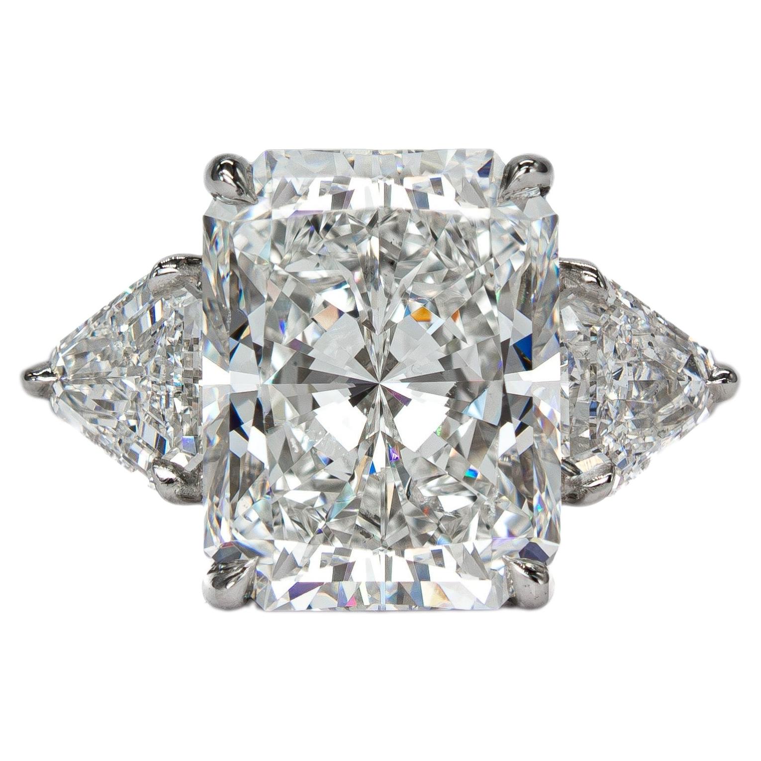 J. GIA Birnbach 4,02 Carati G Flawless Radiant Cut Diamond Three Stone Ring