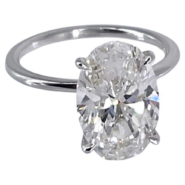 J. Birnbach GIA 4.02 carat Oval Diamond Solitaire Engagement Ring For Sale