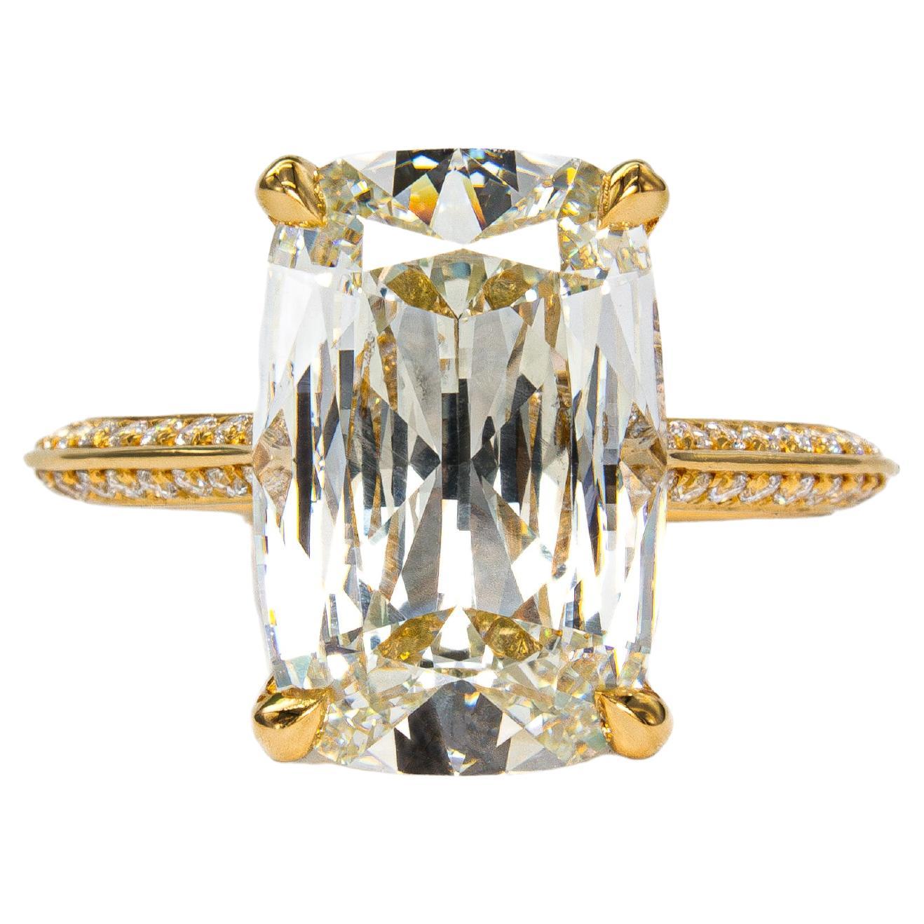 J. Birnbach GIA 4.03 Carat K VS2 Cushion Cut Diamond Solitaire Ring