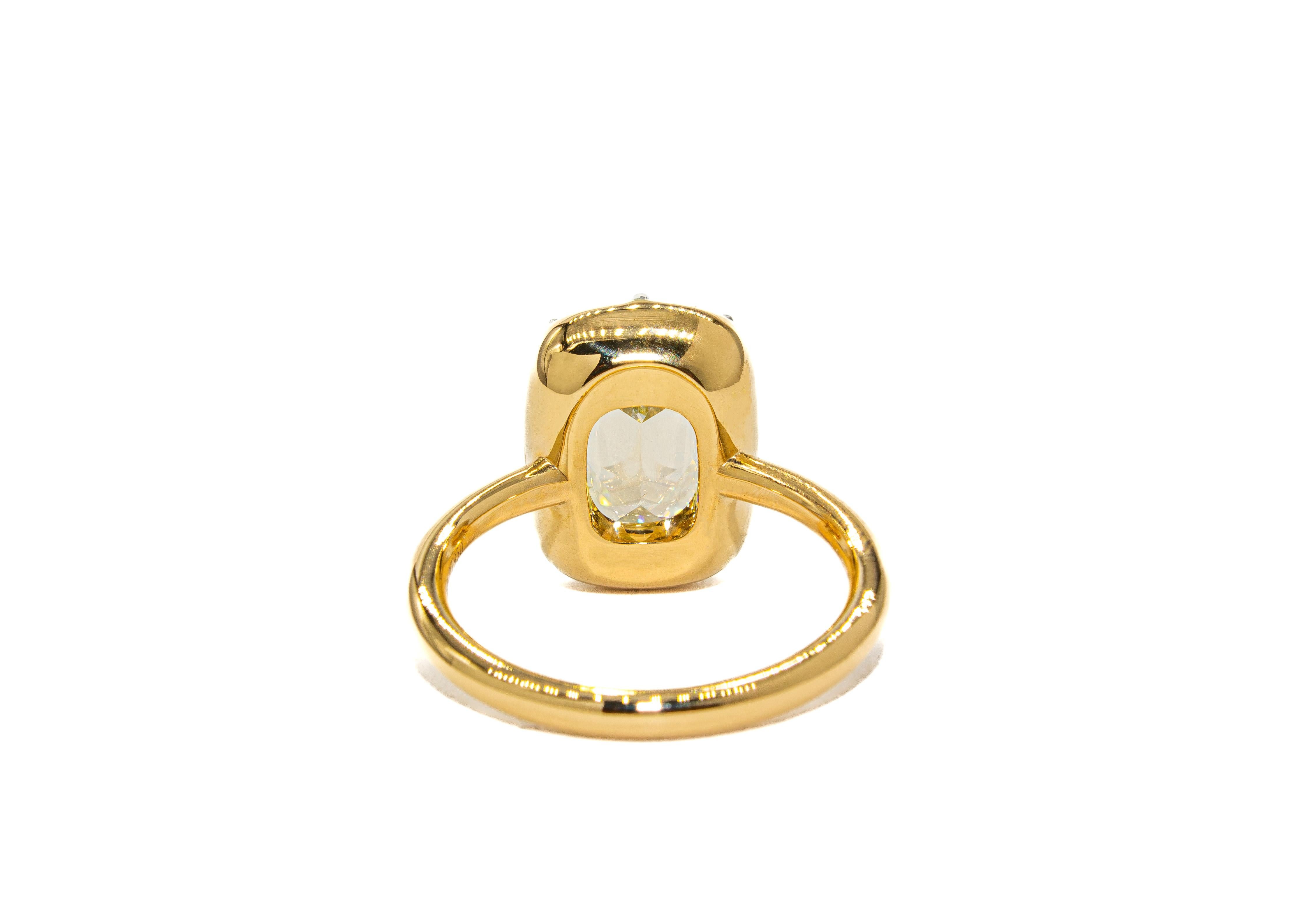 J. Birnbach GIA 4,03 Karat M SI2 Länglicher Diamant-Solitärring im Kissenschliff im Zustand „Neu“ im Angebot in New York, NY