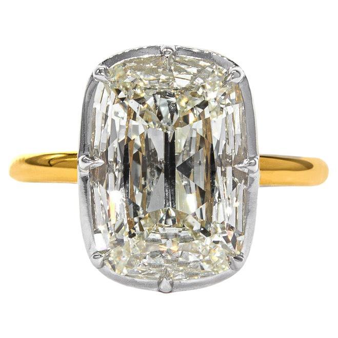 J. Birnbach GIA 4.03 Carat M SI2 Elongated Cushion Cut Diamond Solitaire Ring