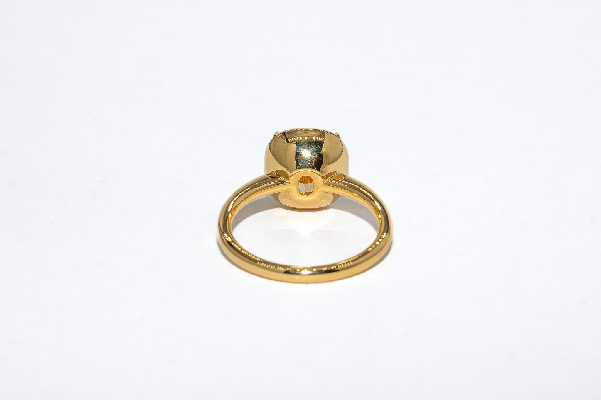 J. Birnbach GIA 4.30 Carat Fancy Light Yellow Cushion Cut Diamond Solitaire Ring Neuf - En vente à New York, NY