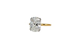 J. Birnbach GIA 4,32 quilates E VS1 Solitario de diamantes talla cojín en dos tonos