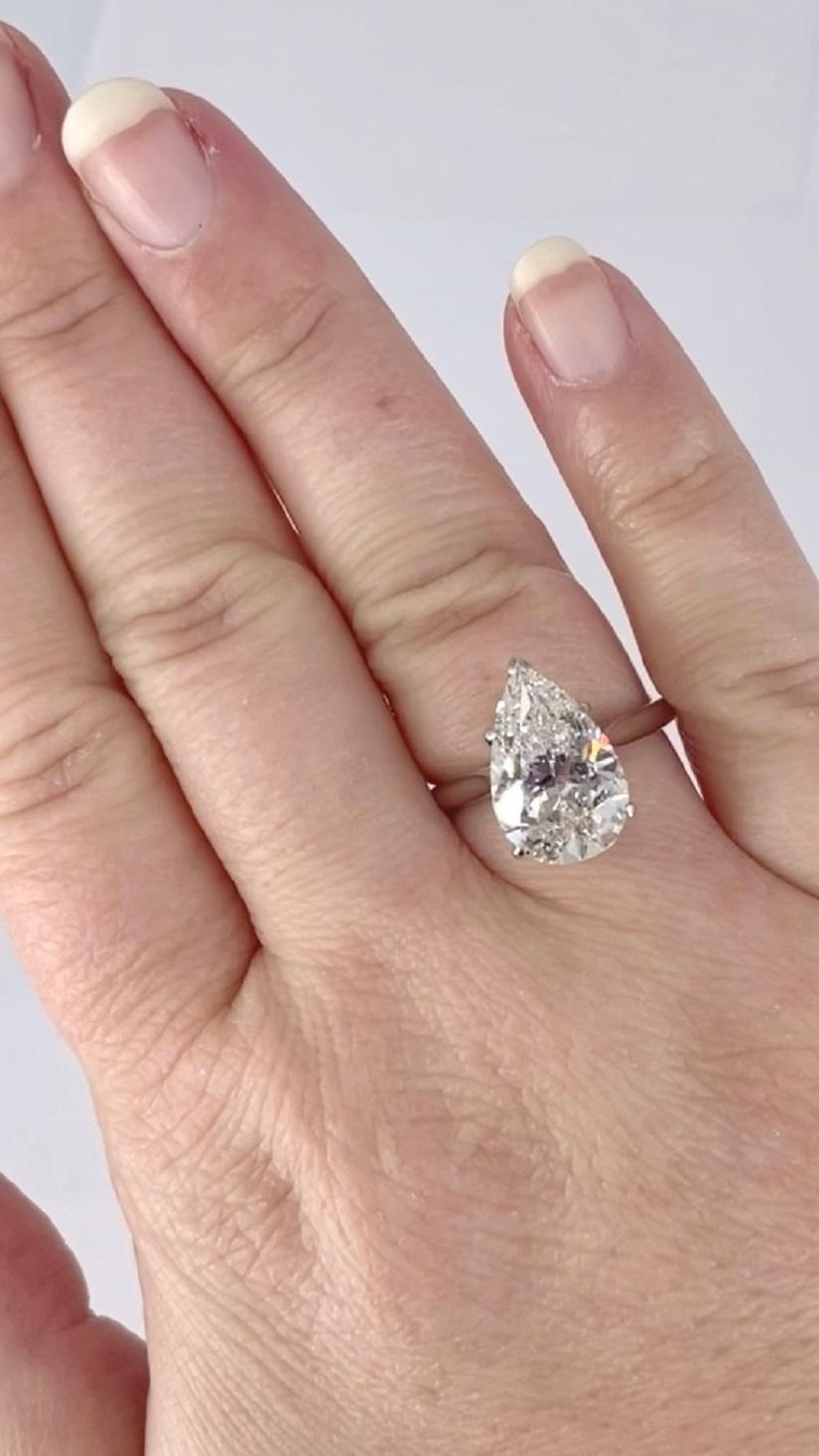 J. Birnbach GIA 4.41 carat Pear Shape Diamond Solitaire Engagement Ring For Sale 1