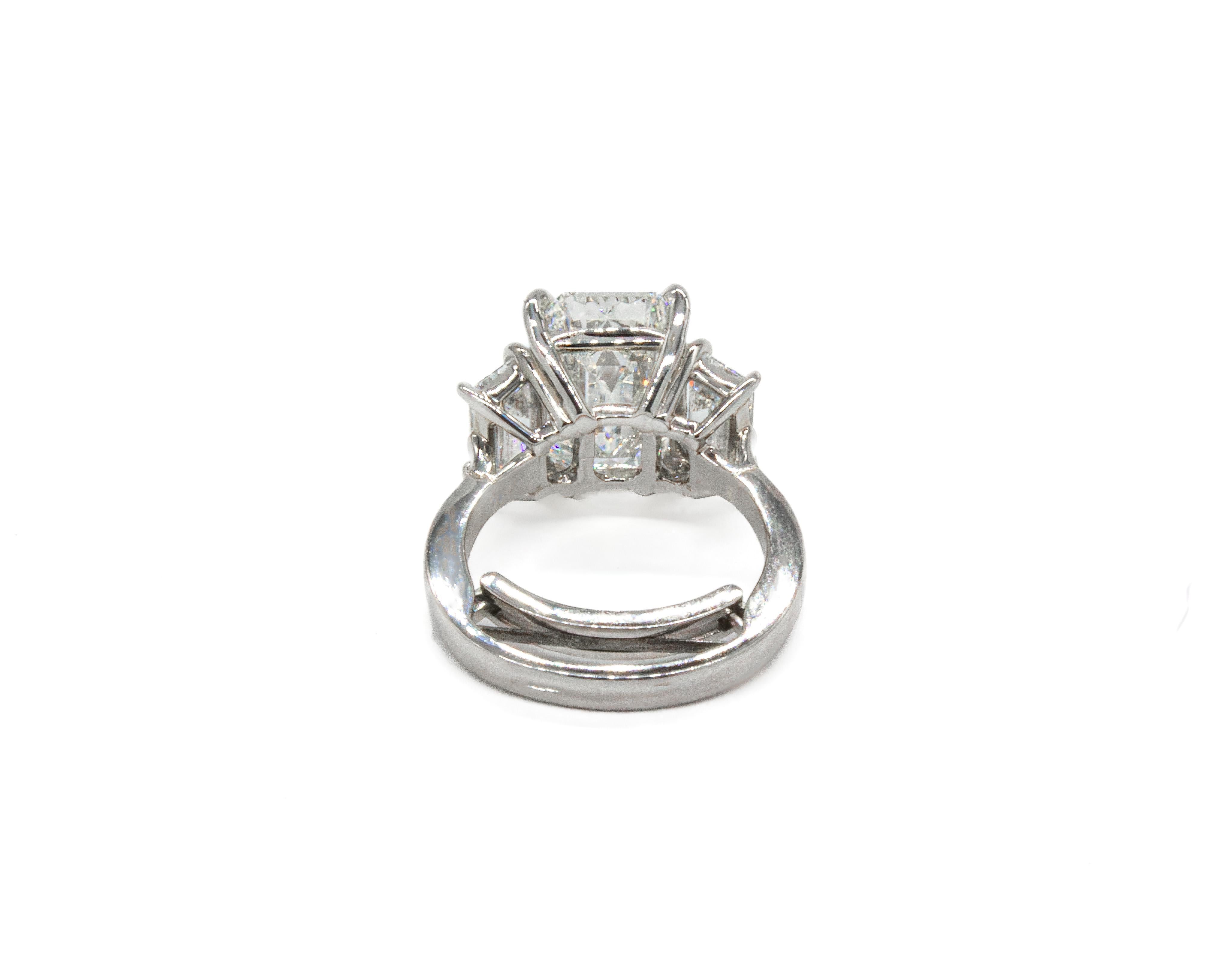 J. Birnbach GIA 4.49 Carat I VS2 Emerald Cut Diamond Three-Stone Ring In Excellent Condition For Sale In New York, NY