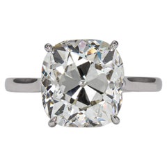 J. Birnbach GIA 4.59 Carat K SI1 Old Mine Diamond Platinum Solitaire