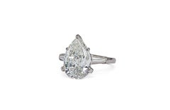 J. Birnbach GIA 4.69 Carat I SI1 Pear Shape Diamond Three Stone Ring