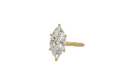 Anello solitario in oro giallo 18 carati con diamante marquise J. Birnbach GIA da 5,01 carati, E SI2