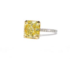 J. Birnbach GIA 5,03 Karat Fancy Gelb VVS2 Diamant Solitär Ring mit Strahlenschliff
