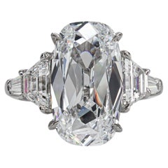 J. Birnbach GIA 5.23 Carat D VS1 Elongated Old Mine Diamond Five Stone Ring