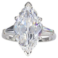 J. Birnbach GIA 5.51 Carat F VS1 Antique Marquise Diamond Three-Stone Ring