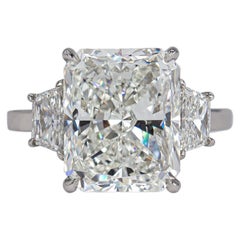 J. Birnbach GIA 6.02 Carat G SI1 Radiant Cut Diamond Platinum Three Stone Ring
