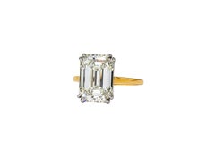 J. Birnbach GIA 6.10 Carat K VS1 Two-Tone Emerald Cut Diamond Solitaire Ring