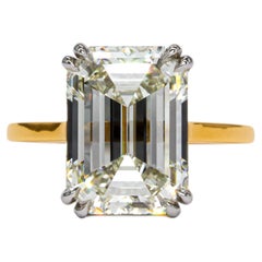 J. Birnbach GIA 6.10 Carat K VS1 Two-Tone Emerald Cut Diamond Solitaire Ring