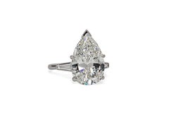 J. Birnbach GIA 6.37 Carat I SI2 Pear Shape Diamond Three Stone Ring