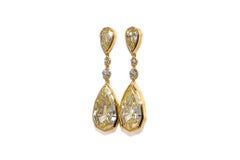 J. Birnbach GIA Boucles d'oreilles pendantes en diamant poire taille étagée de 7,1 carats au total