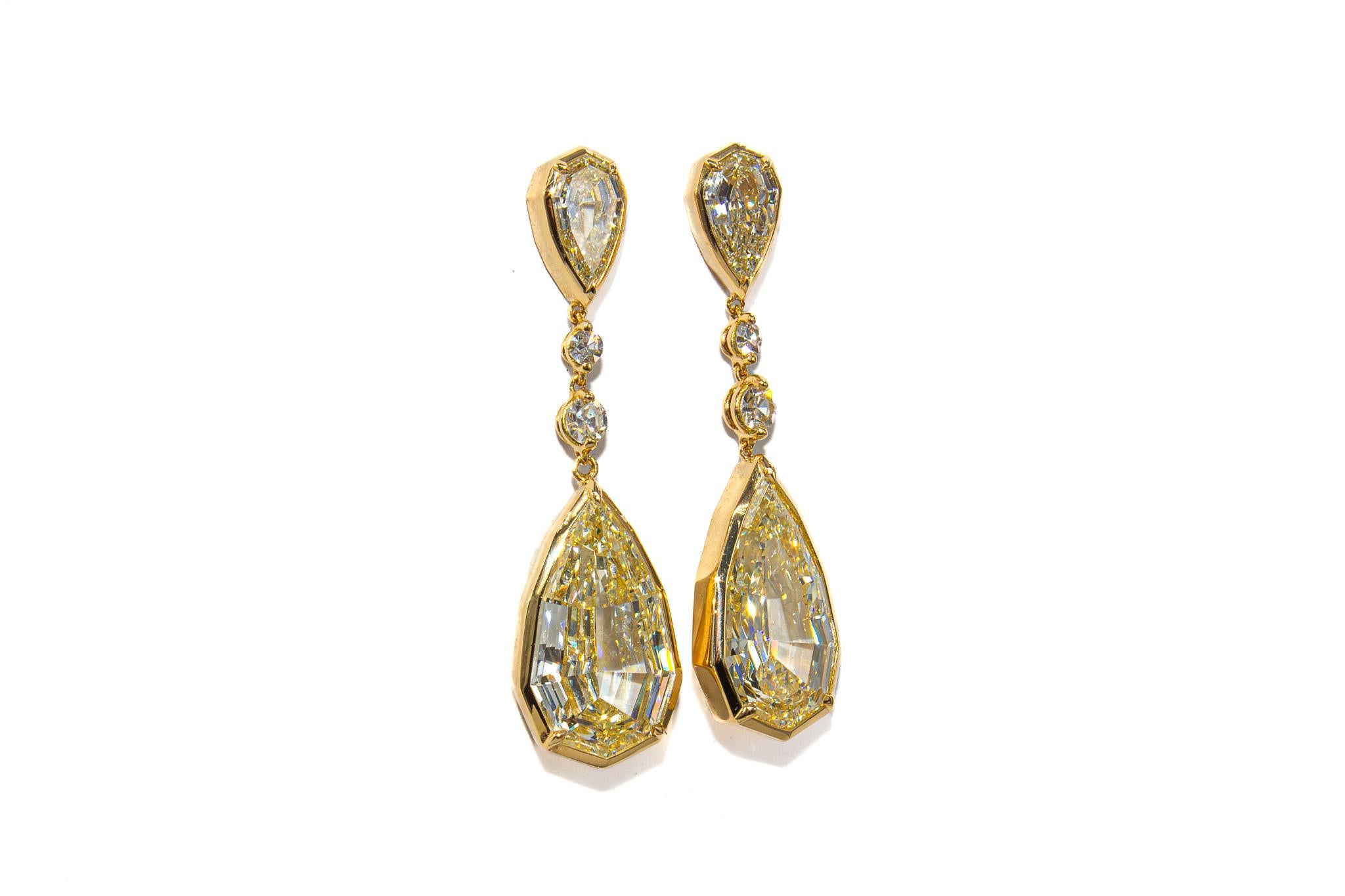 J. Birnbach GIA 7,1 Karat Total Step-Cut Birne Diamant Tropfen Ohrringe (Zeitgenössisch) im Angebot
