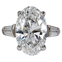 J. Birnbach GIA 7.20 Carat E VS1 Oval Diamond Platinum Solitaire Ring