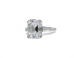 J. Birnbach GIA 7.82 E SI2 Emerald Cut Diamond Three-Stone Ring