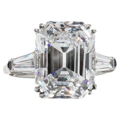 J. Birnbach GIA 7.82 E SI2 Emerald Cut Diamond Three-Stone Ring (bague à trois pierres)