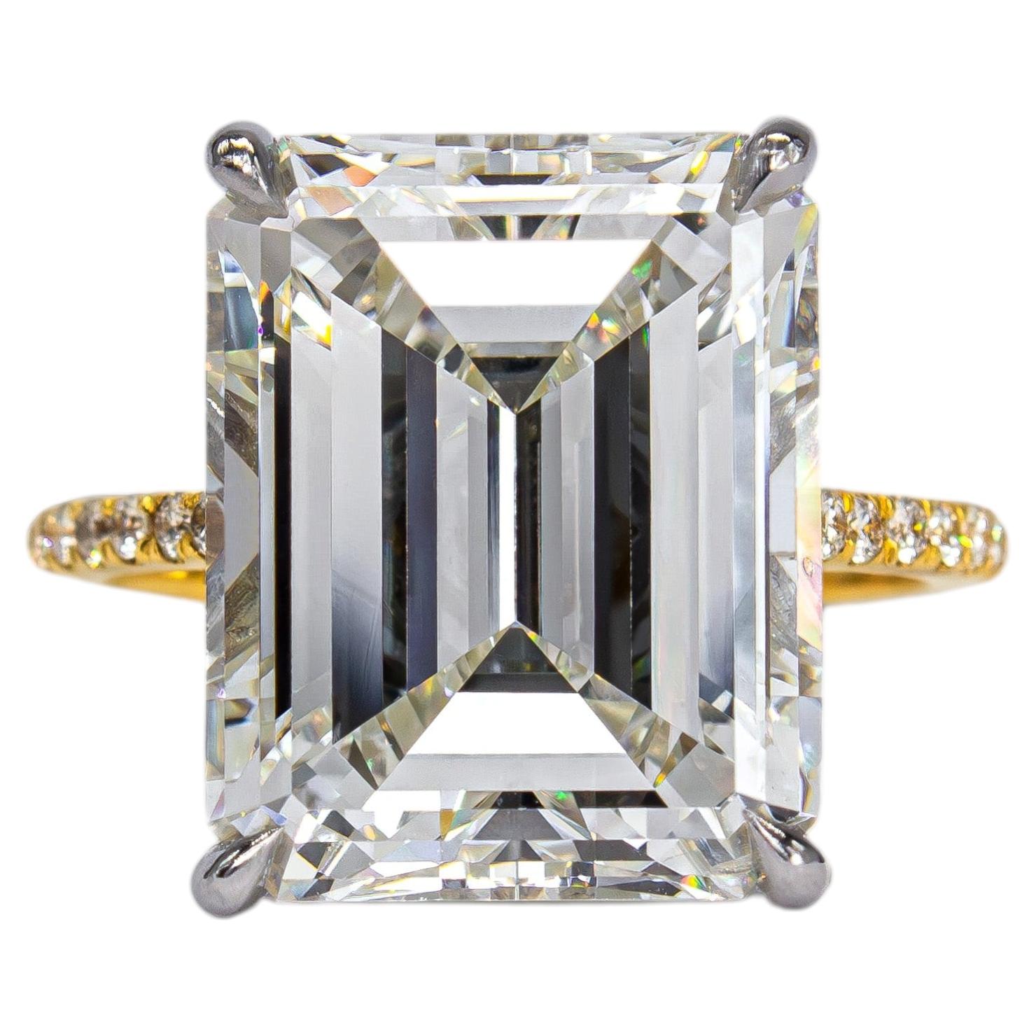 J. Birnbach GIA 9.80 Carat I SI2 Emerald Cut Diamond Two-Tone Solitaire Ring