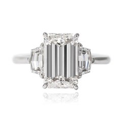 J. Birnbach GIA Certified 3.00 E VS2 Emerald Cut Three-Stone Ring