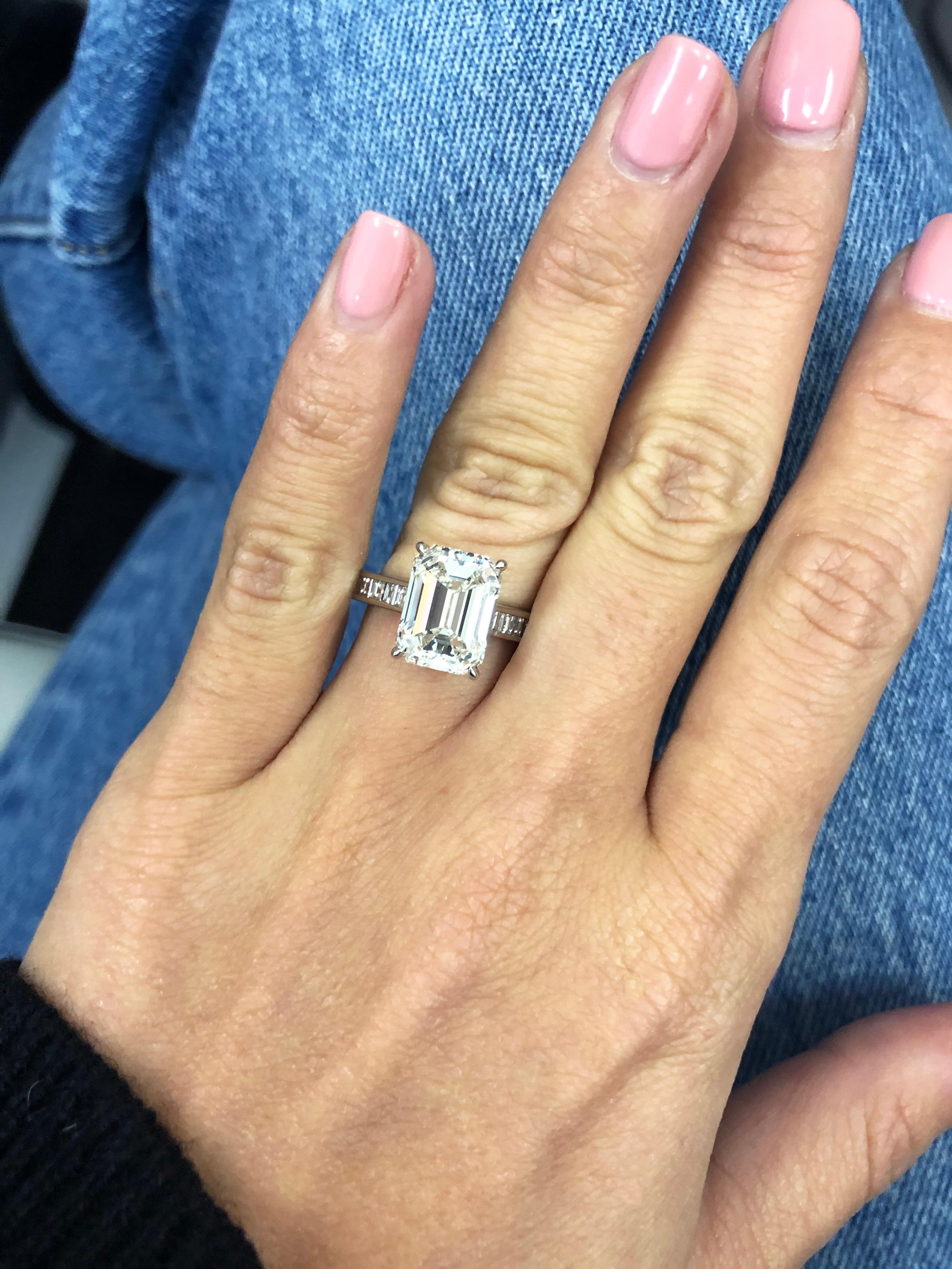 Art Deco J. Birnbach GIA Certfied 4.08 Carat I VS1 Emerald Cut Diamond Ring