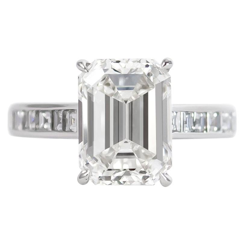 J. Birnbach GIA Certfied 4.08 Carat I VS1 Emerald Cut Diamond Ring