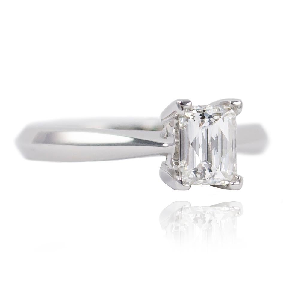Featuring a GIA Certified 0.80 ct Tycoon cut diamond, this piece is truly a unique engagement ring! A Tycoon cut is a patented diamond cut created by the Kejejian family. The Tycoon cut is a combination of brilliant and step cut facets, which gives