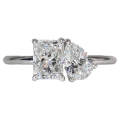 J. Birnbach GIA  Anillo de diamantes Toi et Moi Radiante de 0,90 quilates y Pera de 0,51 quilates