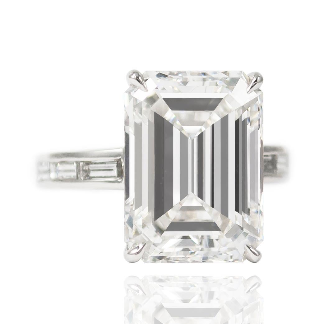 An exceptional statement piece by J. Birnbach, this 10.01 carat emerald cut diamond is magnificent! Certified by GIA to be G color and VS1 clarity, this gorgeous diamond is a showstopper. Set in a platinum channel set mounting with straight