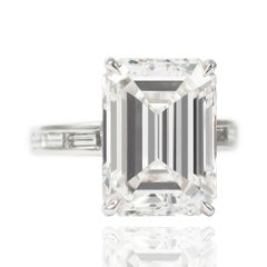 J. Birnbach 10.01 carat Emerald Cut Diamond Engagement Ring with Baguette Band
