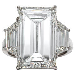 J. Birnbach GIA Certified 10.02 Carat G VS2 Emerald Cut Diamond Three-Stone Ring