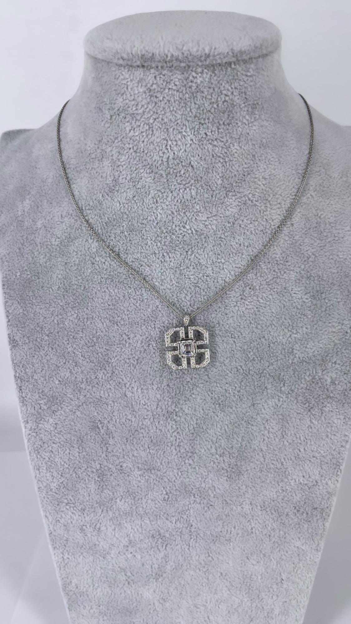 J. Birnbach GIA Certified 1.01 Carat Asscher Cut Diamond Art Deco Style Pendant In New Condition For Sale In New York, NY