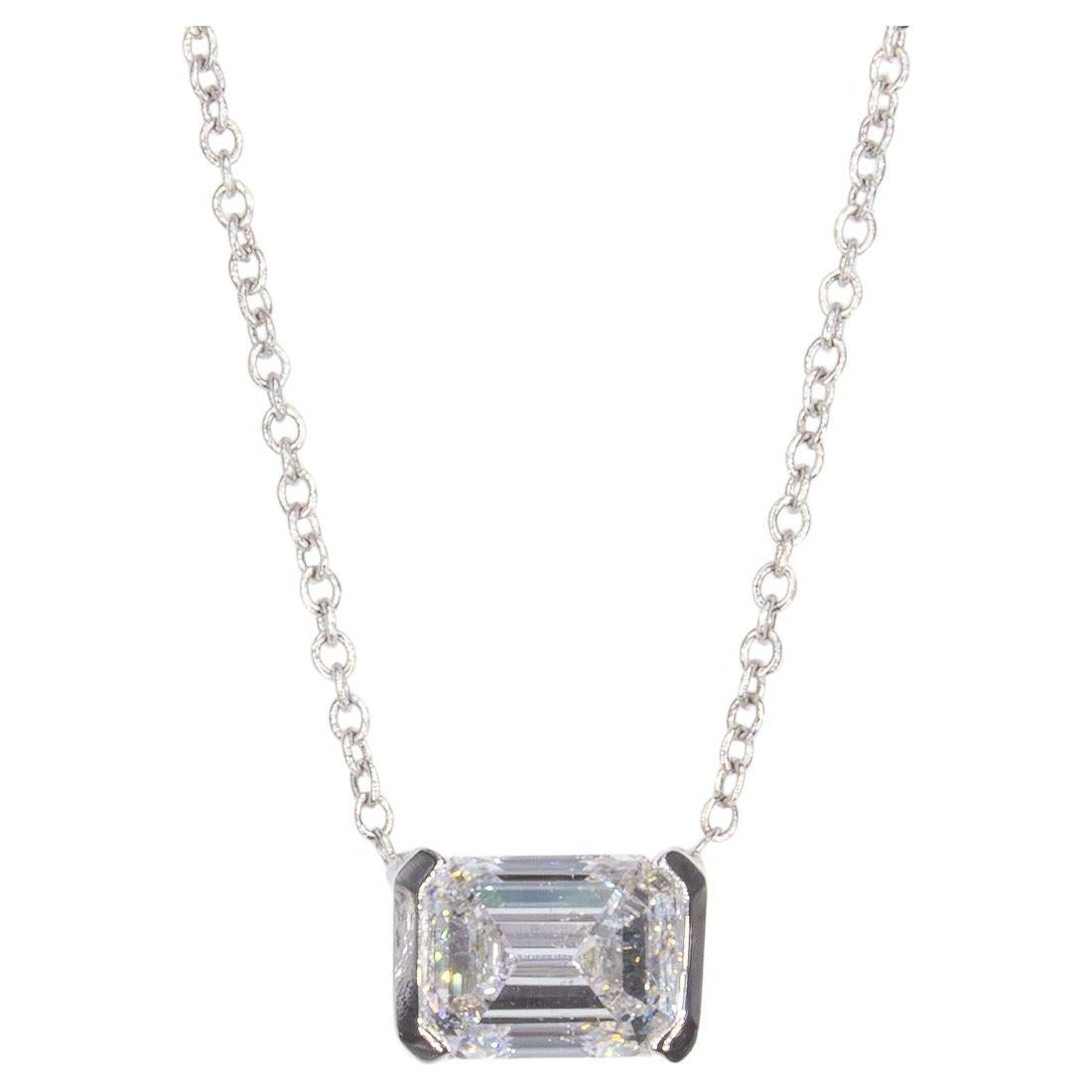 J. Birnbach GIA Certified 1.01 D SI2 Carat Emerald Cut Diamond Necklace