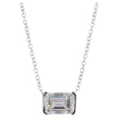 J. Birnbach GIA zertifiziert 1,01 D SI2 Karat Diamant-Halskette mit Smaragdschliff im Smaragdschliff