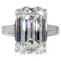 J. Birnbach GIA Certified 10.22 Carat J VS1 Emerald Cut Diamond Three-Stone Ring