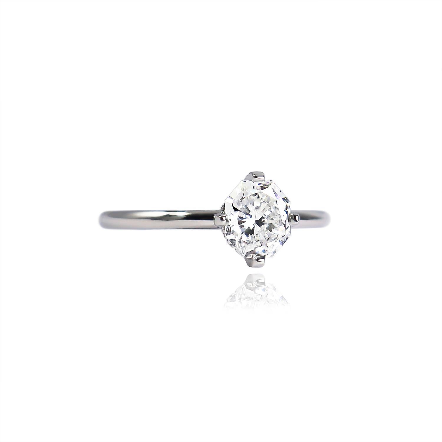Contemporary J. Birnbach GIA Certified 1.03 Carat F VS1 Radiant Cut Diamond Solitaire Ring