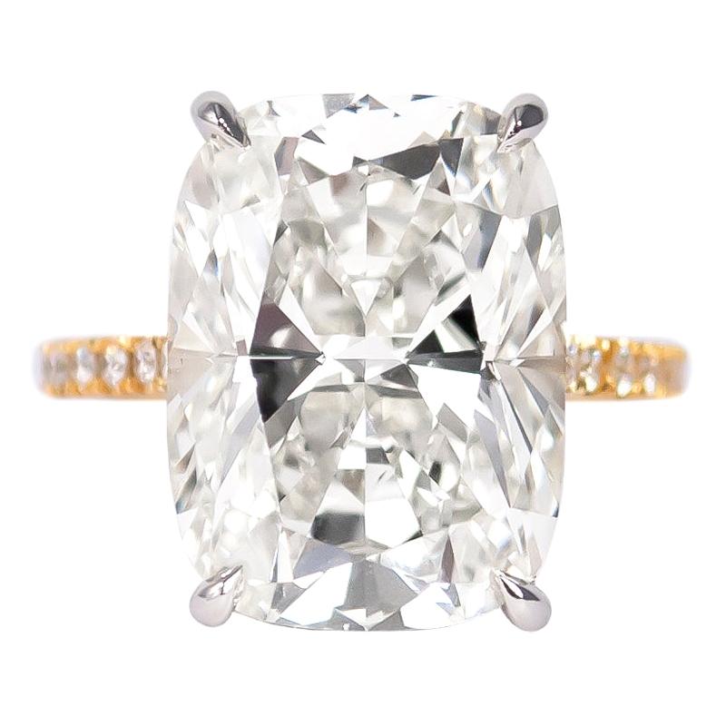 J. Birnbach GIA Certified 10.41 Carat Cushion Brilliant Cut Diamond Ring