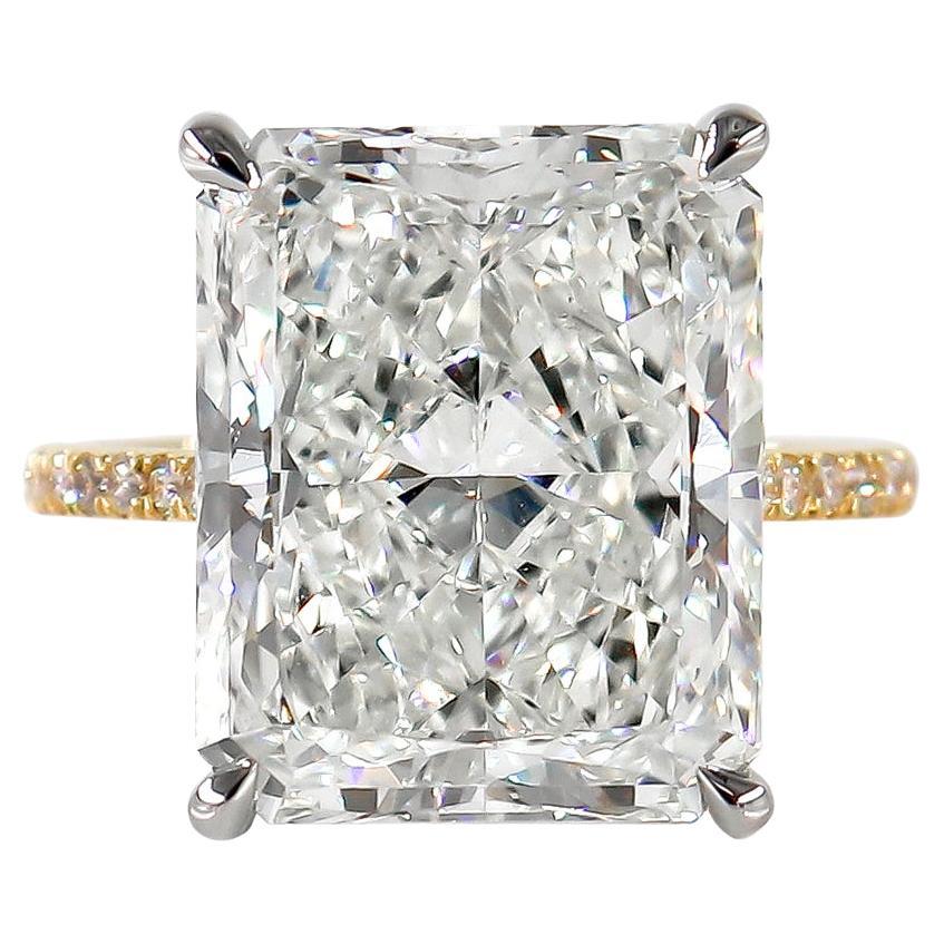 J. Birnbach GIA Certified 11.41 Carat J VS2 Radiant Cut Diamond Ring