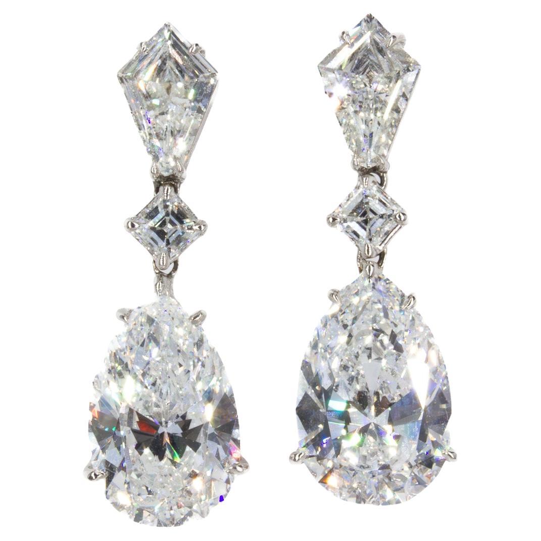 J. Birnbach GIA-zertifizierte 11,43 Karat Gesamtperlen- und Kite-Diamant-Tropfen-Ohrringe