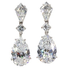 J. Birnbach GIA Certified 11.43 Carat Total Pear and Kite Diamond Drop Earrings
