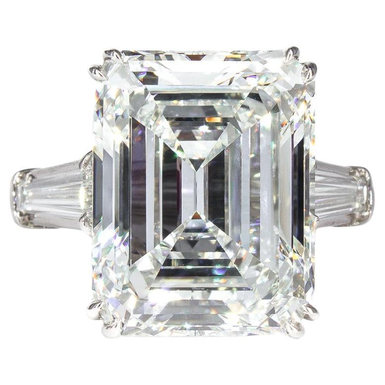 J. Birnbach GIA Certified 11.91 Carat Emerald Cut Diamond Three-Stone Ring