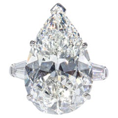 J. Birnbach GIA-zertifizierter 11,97 Karat birnenförmiger Diamantring mit drei Steinen in Birnenform