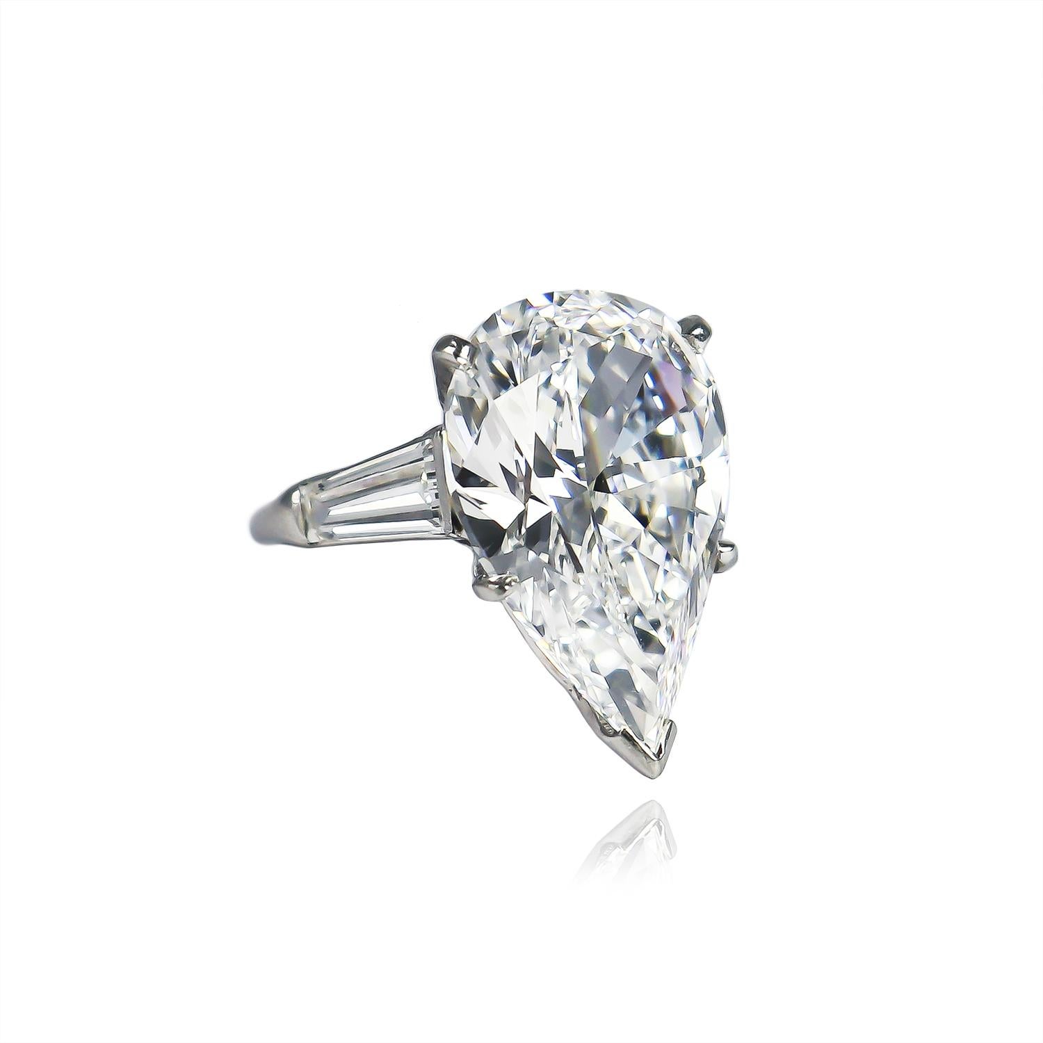 Contemporary J. Birnbach GIA Certified 12.19 Carat D VVS1 Pear Brilliant Cut Diamond Ring