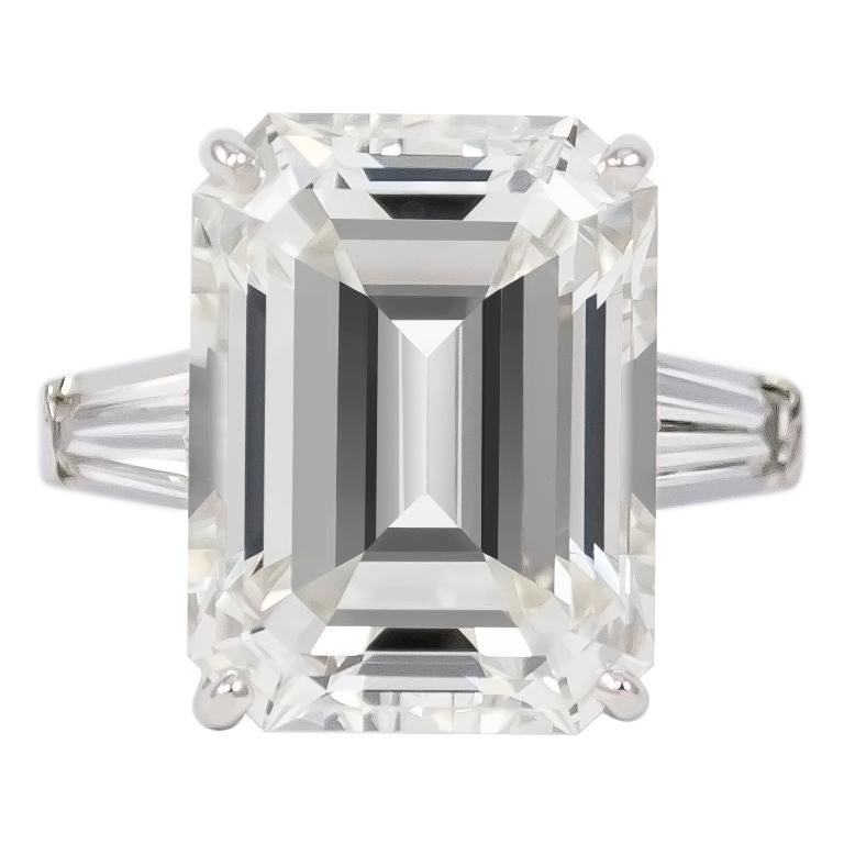 J. Birnbach GIA Certified 12.20 Carat Emerald Cut Diamond Ring