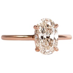 J. Birnbach GIA Certified 1.31 Carat Oval Diamond Rosé Solitaire Ring