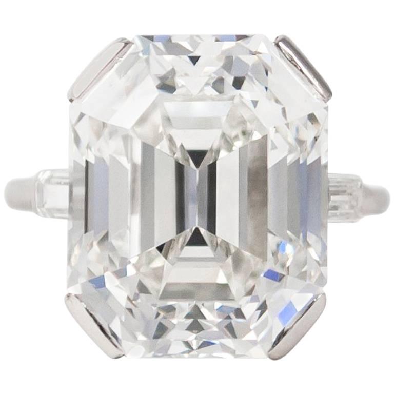 J. Birnbach GIA Certified 13.24 Carat Emerald Cut Diamond Ring