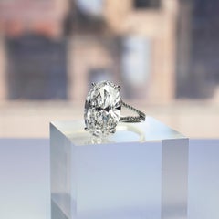 J. Birnbach GIA Certified 14.06 Carat H VVS2 Oval Brilliant Cut Diamond Ring